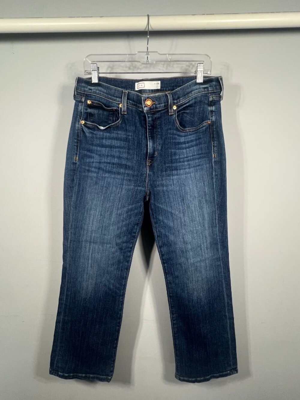 AYR Jeans Womens The Pop Straight Leg Denim Bottoms 34 Short Medium Wash USA